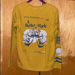 Dutch Bros Better World Mustard Yellow Graphic Long Sleeve Shirt